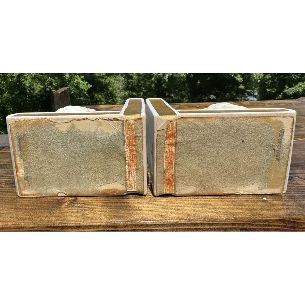 Vintage Lefton Japan White Cat Bookends Ceramic Persian Kitten Book Ends - Picture 4 of 16